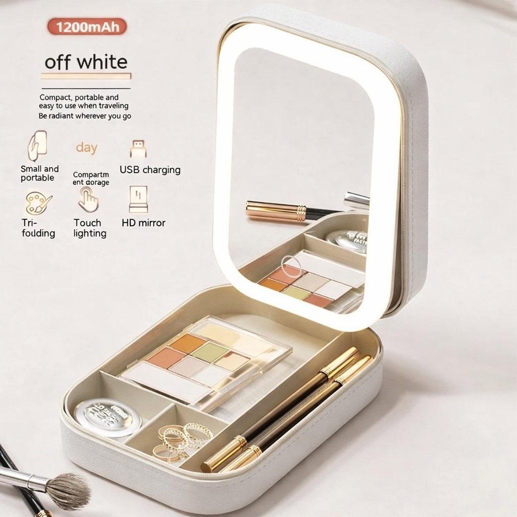 White Jewelry Box with LED Mirror