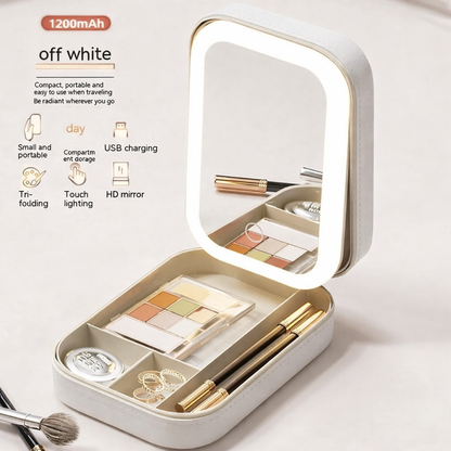 White Jewelry Box with LED Mirror