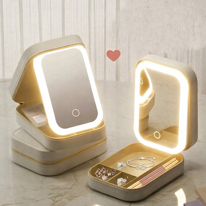 White Jewelry Box with LED Mirror